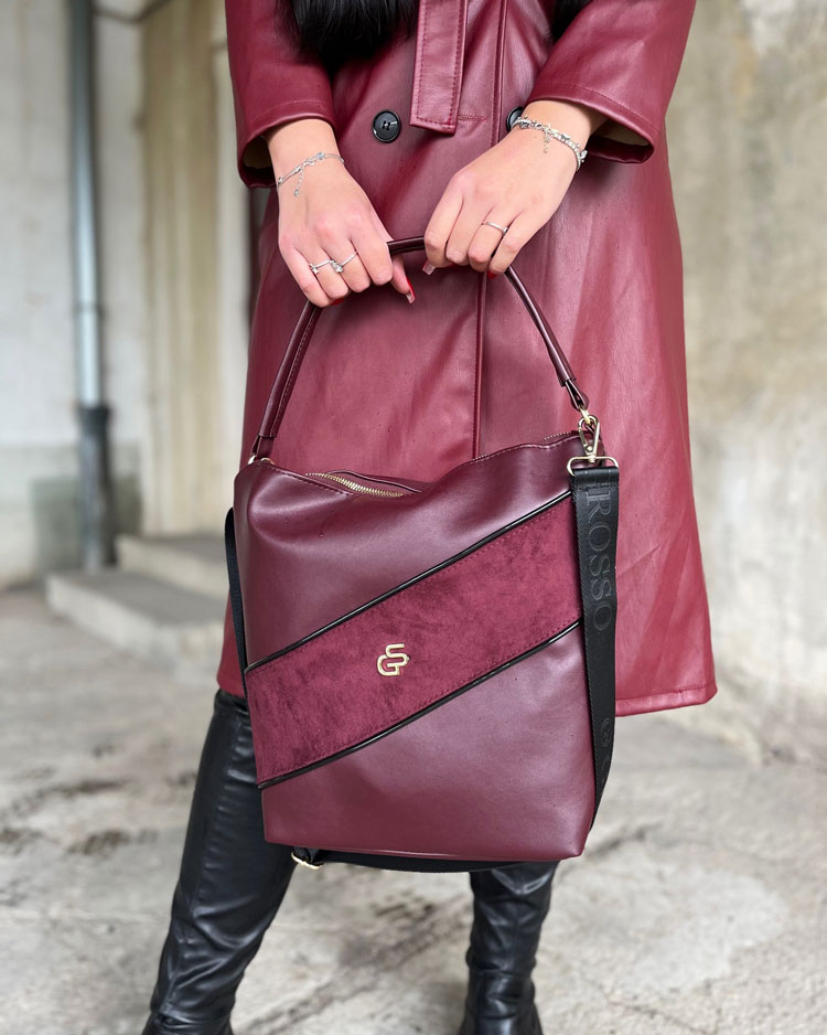 Bordová kabelka na rameno GROSSO GS-4013-bordo
