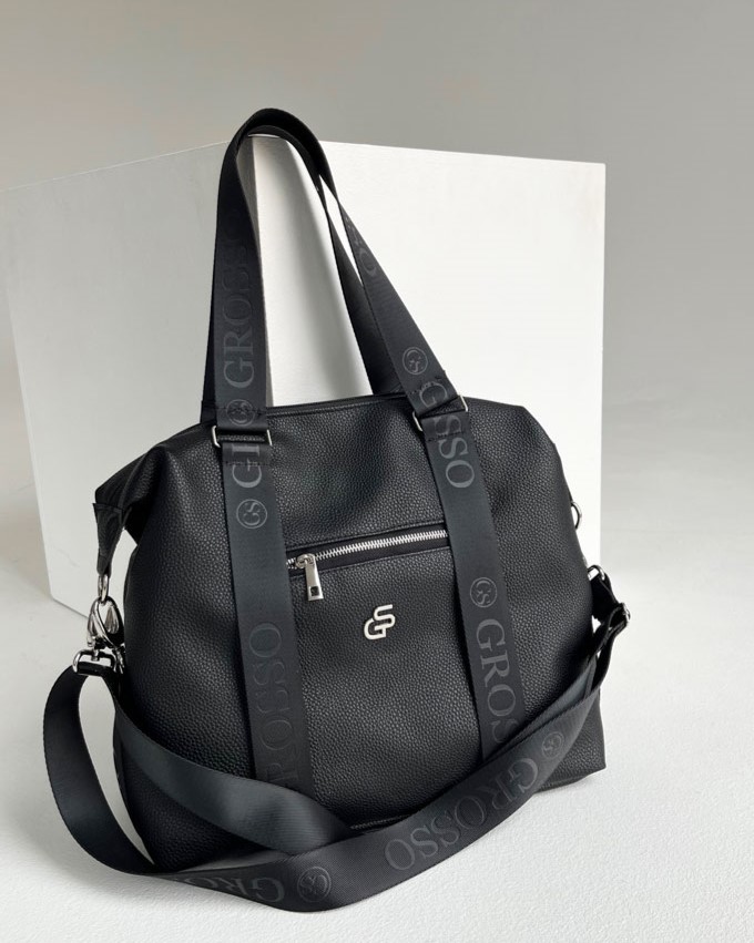 Čierna kabelka na rameno GROSSO GS-85-black/silver