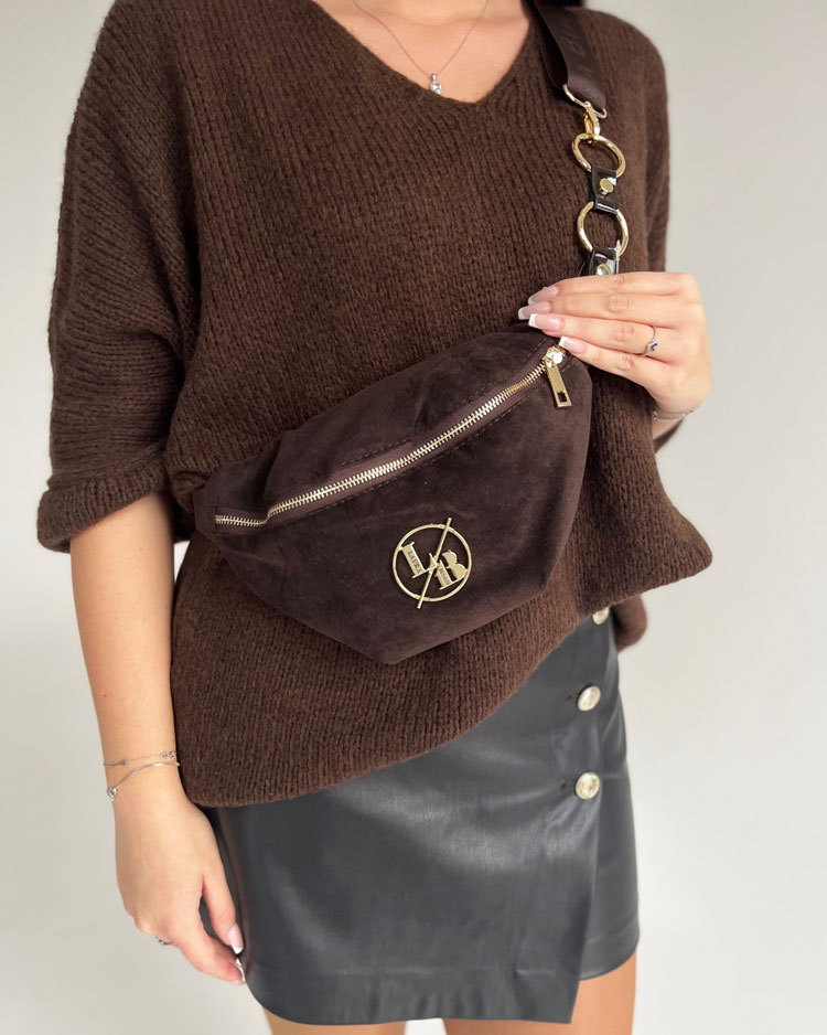Hnedá semišová ľadvinka a crossbody Laura Biaggi