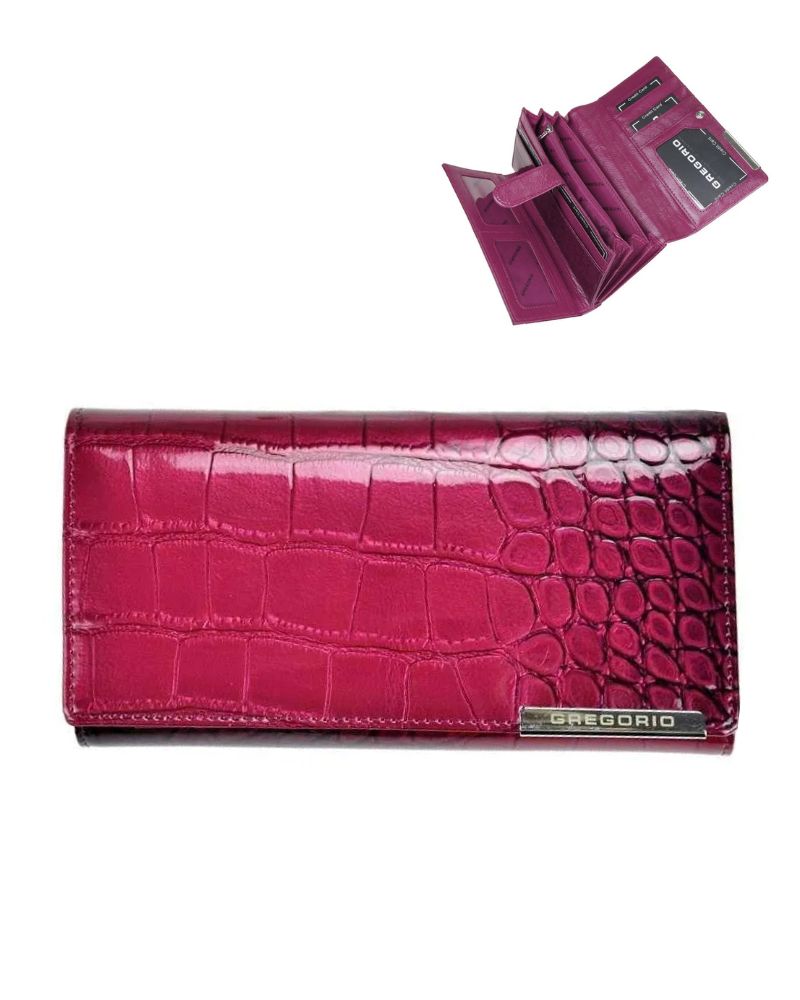 Lakovaná kožená peňaženka GREGORIO BC-102-berry