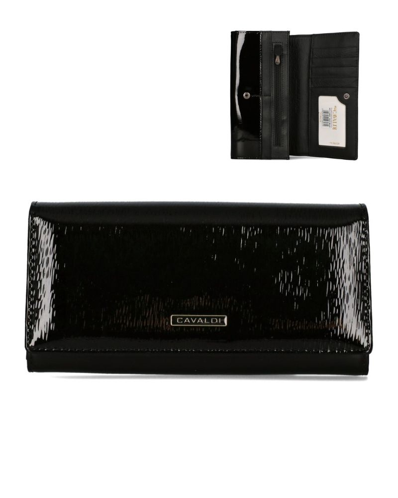 Dámska lakovaná kožená peňaženka CAVALDI H27-1-SH9-black