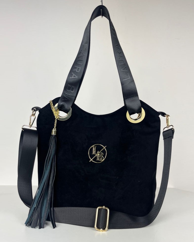 Semišová kabelka na rameno Laura Biaggi DX-KB-185-blackZAM