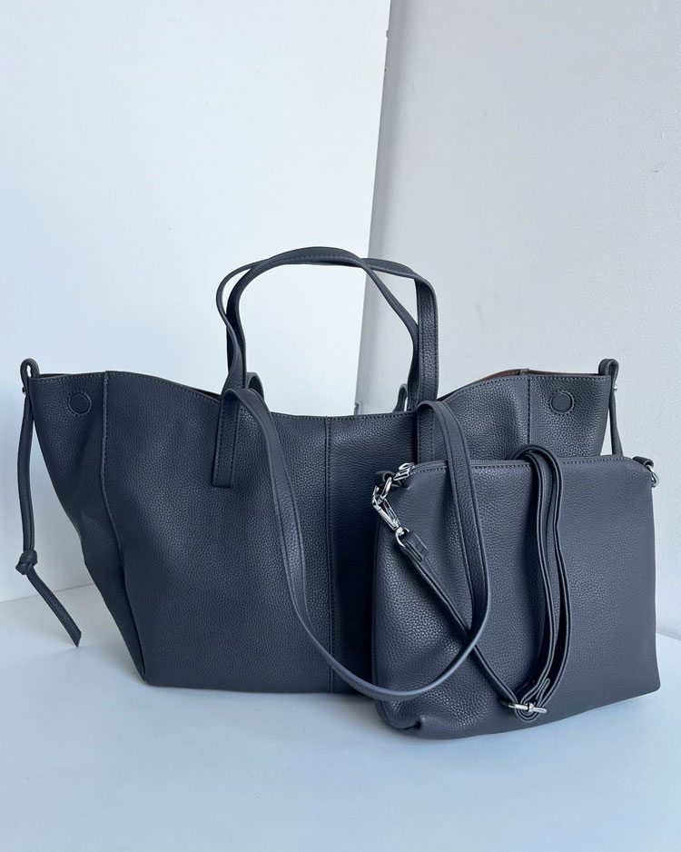 Kabelka na rameno 2v1 v štýle Poléne sivá