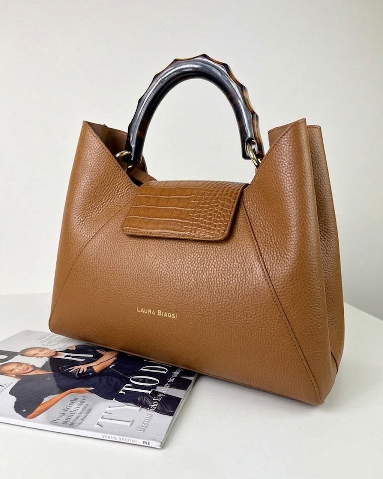 Hnedá kožená kabelka 2v1 Laura Biaggi DX-TS54-148-brown