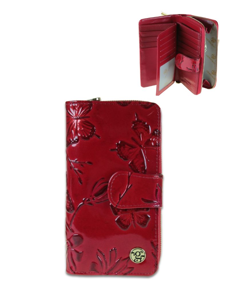 Dámska lakovaná kožená peňaženka GREGORIO BTE-116-red