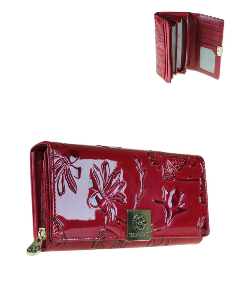 Lakovaná dámska kožená peňaženka GREGORIO BTE-106-red