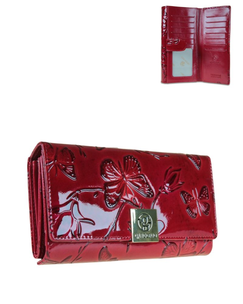 Lakovaná dámska kožená peňaženka GREGORIO BTE-122-red