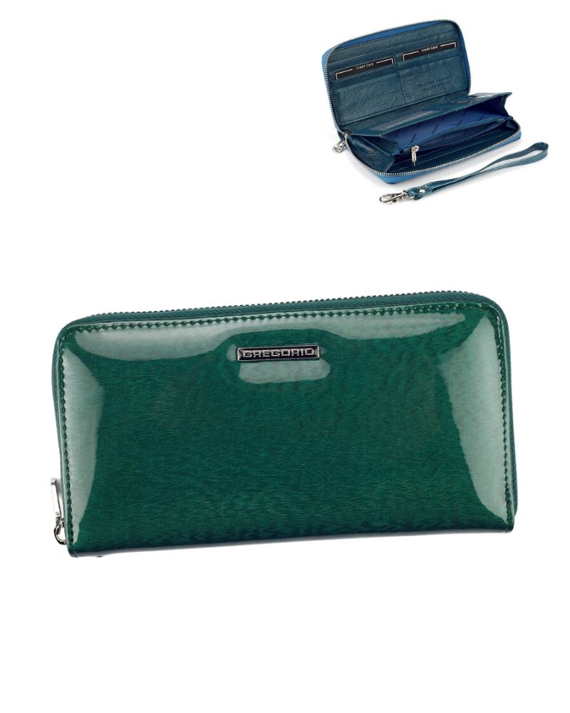 Dámska lakovaná kožená peňaženka GREGORIO PT-119-green