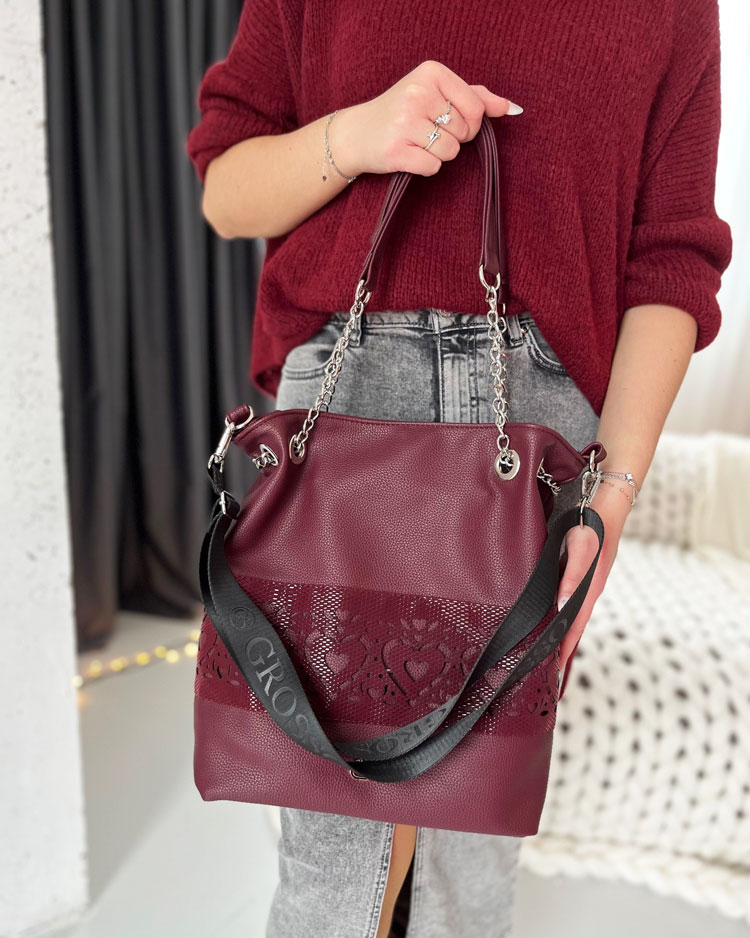 Bordová kabelka na rameno GROSSO GS-4015-bordo