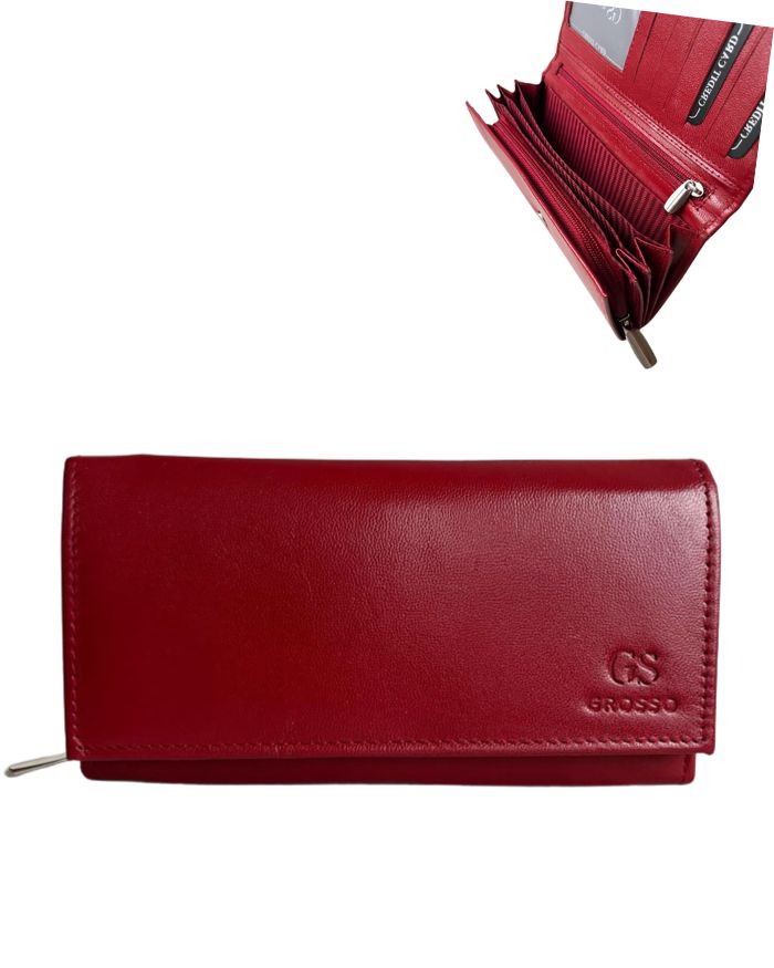 Dámska kožená peňaženka GROSSO ZD-02R-064M-red