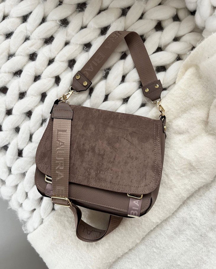 Hnedosivá crossbody kabelka Laura Biaggi
