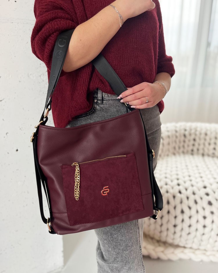 Bordová kabelka na rameno/vak GROSSO GS-4022-bordo