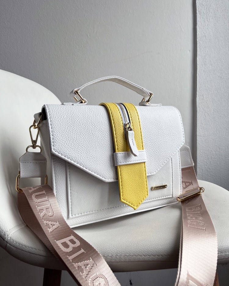 Štýlová kabelka Laura Biaggi DX-P354-white/YELL