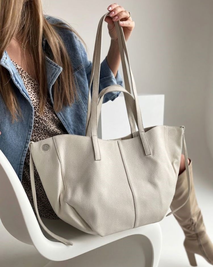 Kabelka na rameno 2v1 v štýle Poléne krémová