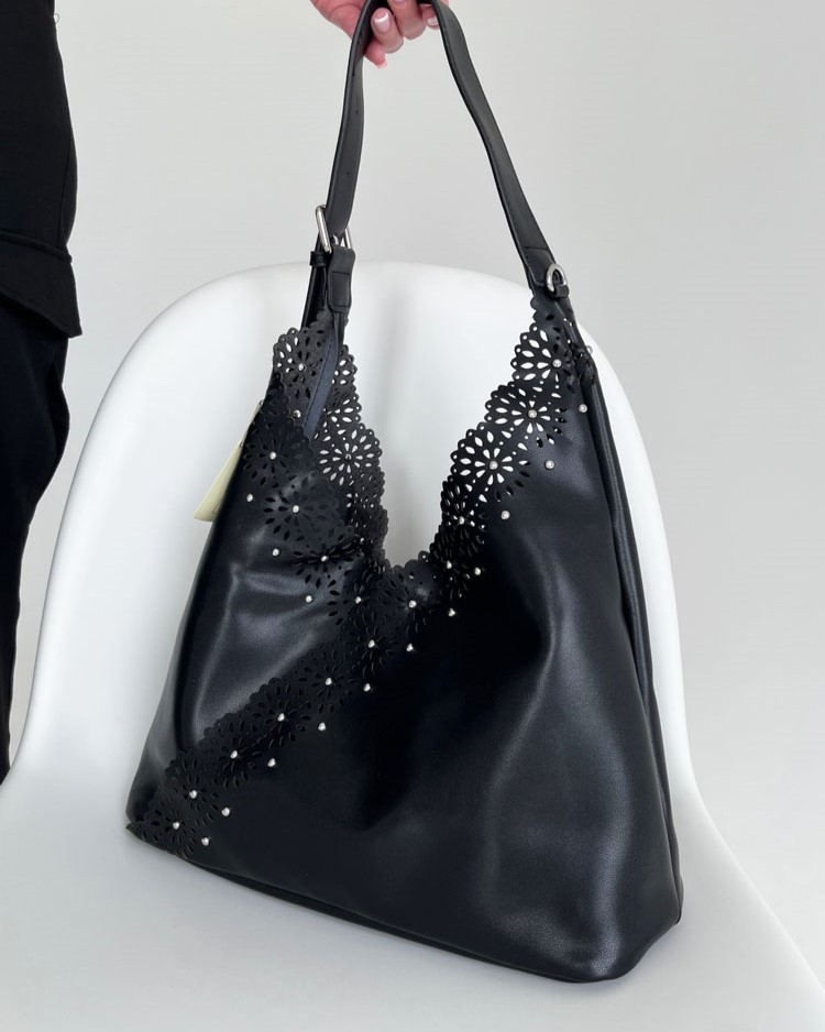 Čierna kabelka na rameno 2v1 F-58137-black