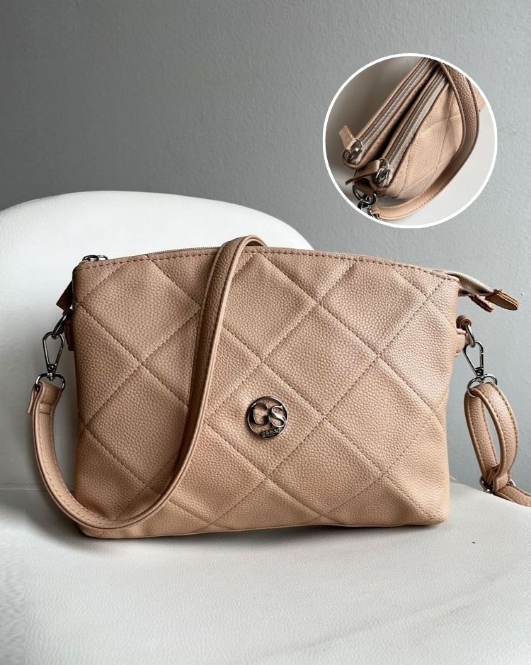Svetlohnedá dvojpriehradková crossbody kabelka GS-301-light brown