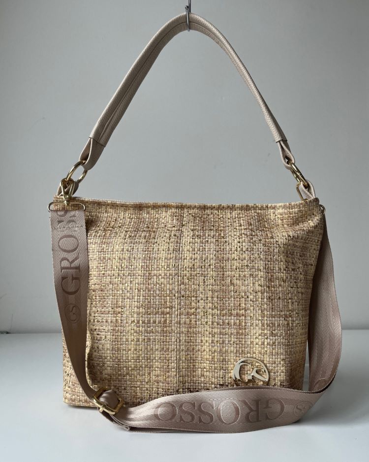 Zlato-béžová kabelka na rameno/crossbody GROSSO GS-3111-bei/gold