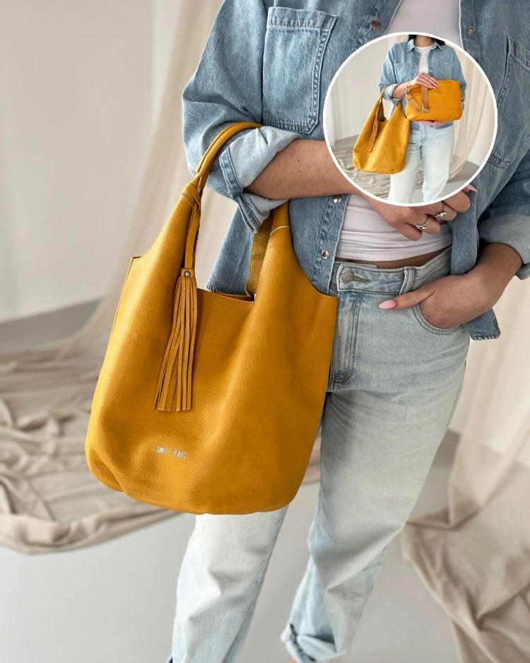 Žltá kabelka na rameno 2v1 WSY268-16-yellow