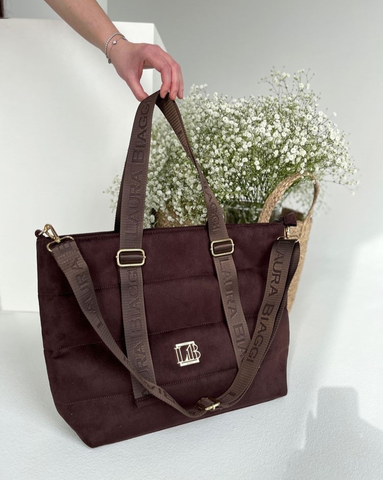Semišová kabelka na rameno Laura Biaggi DX-2126-chocoZAM