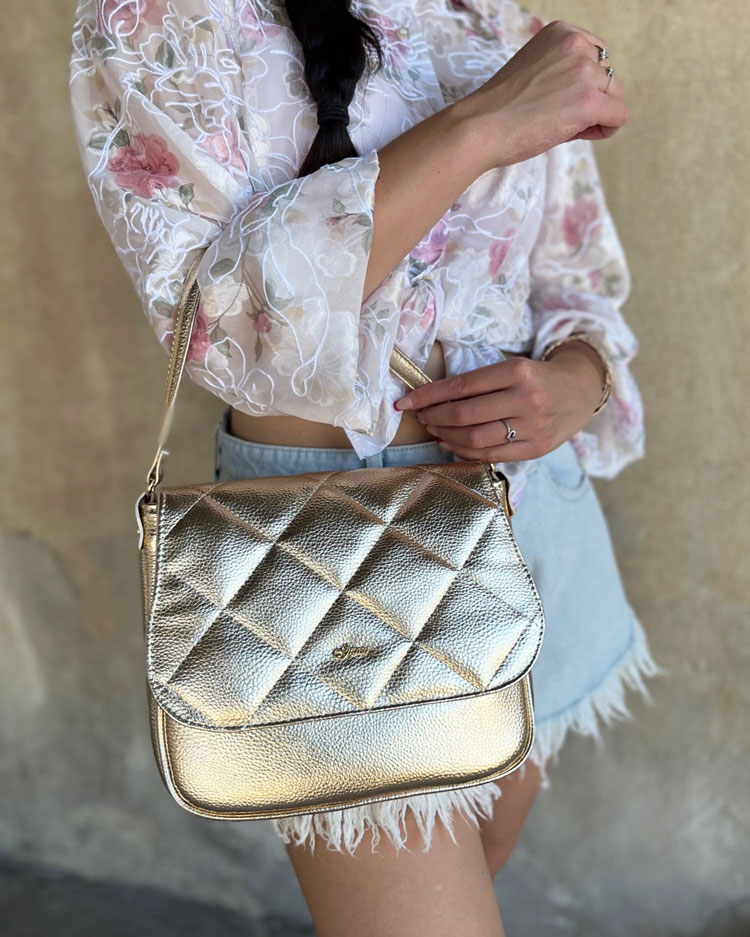 Zlatá kabelka na rameno GROSSO GS-3166-gold