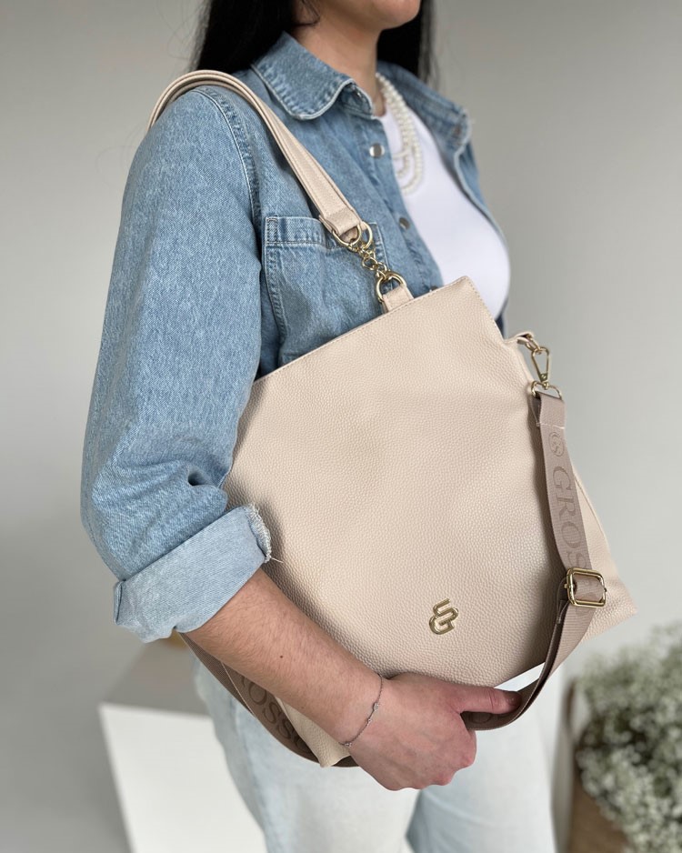 Béžová kabelka na rameno GROSSO GS-3080-beige