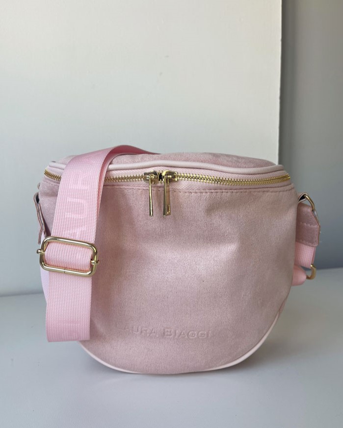 Crossbody kabelka Laura Biaggi ružová semišová