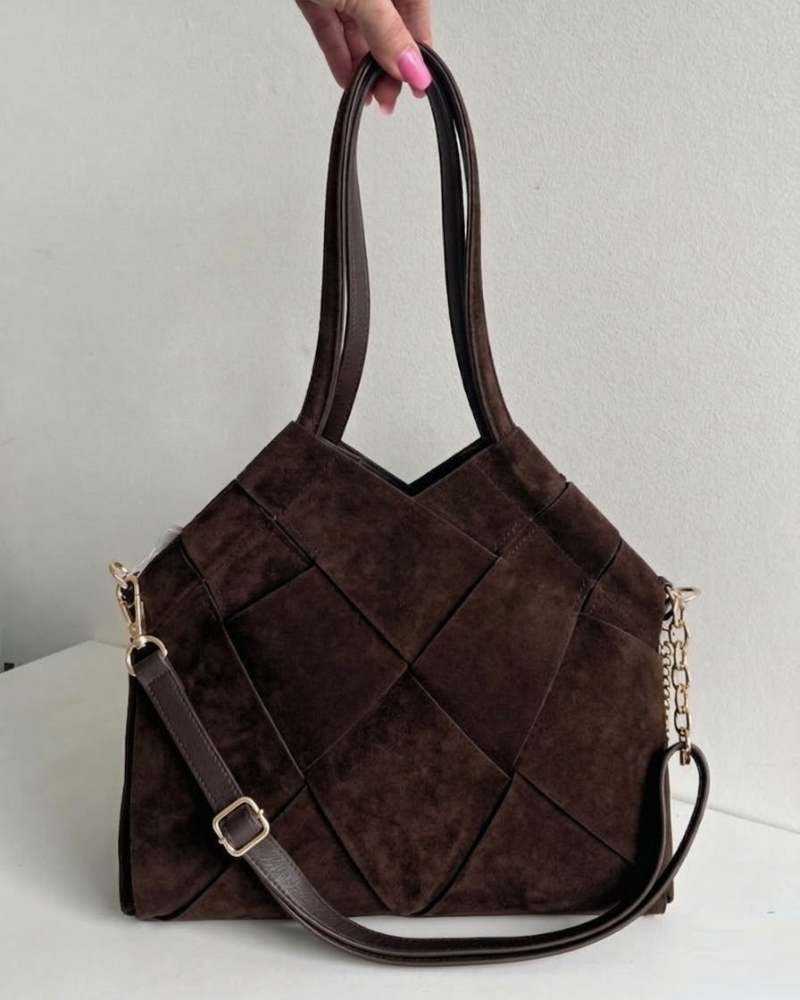 Dámska kabelka na rameno Laura Biaggi čokoládová semišová