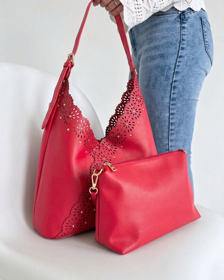 Červená kabelka na rameno 2v1 F-58137-red
