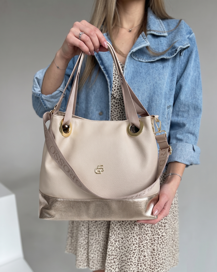 Béžová kabelka na rameno GROSSO GS-4000-beige