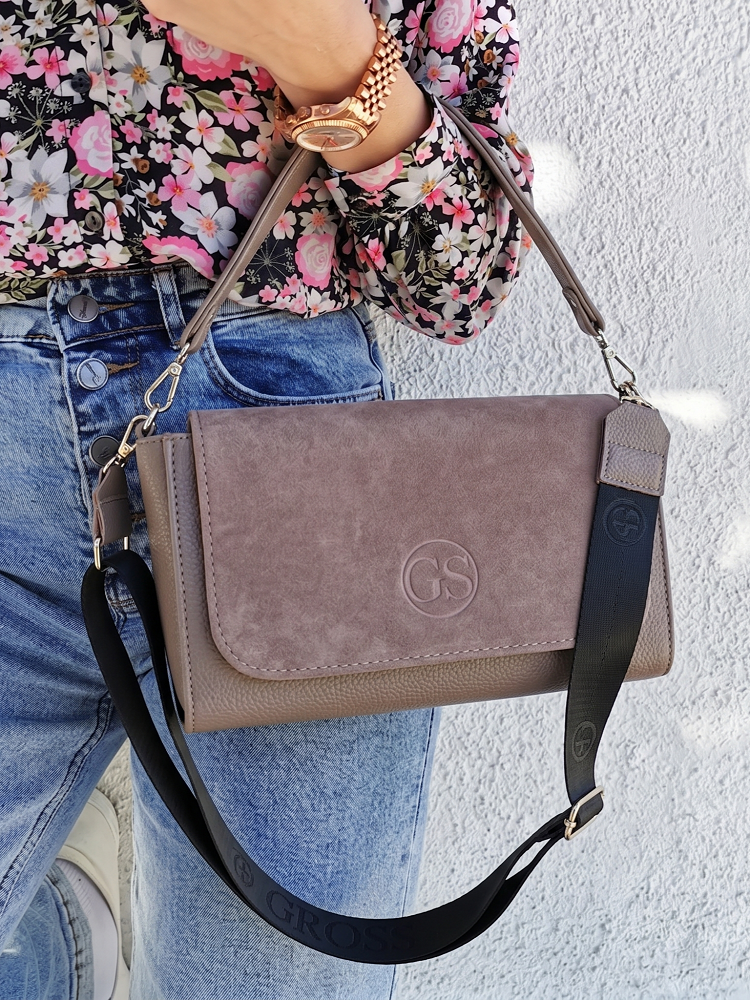 Hnedosivá kabelka na rameno/crossbody GROSSO GS-3144-taupe