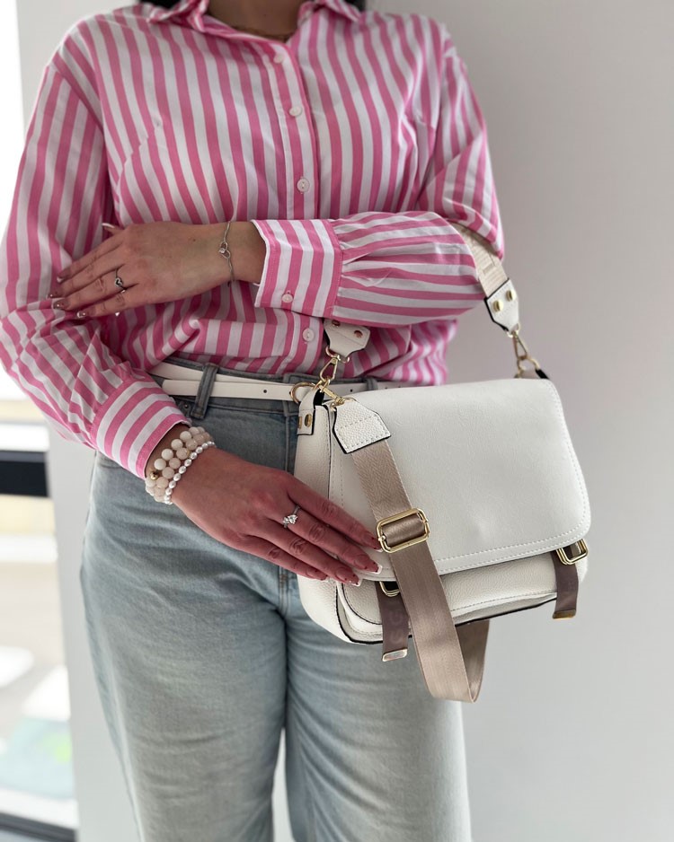 Biela crossbody kabelka Laura Biaggi DX-F235-white/beige