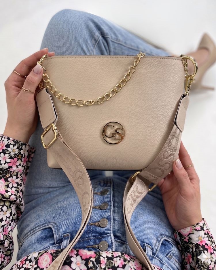 Crossbody kabelka s retiazkou GROSSO GS-152-cream