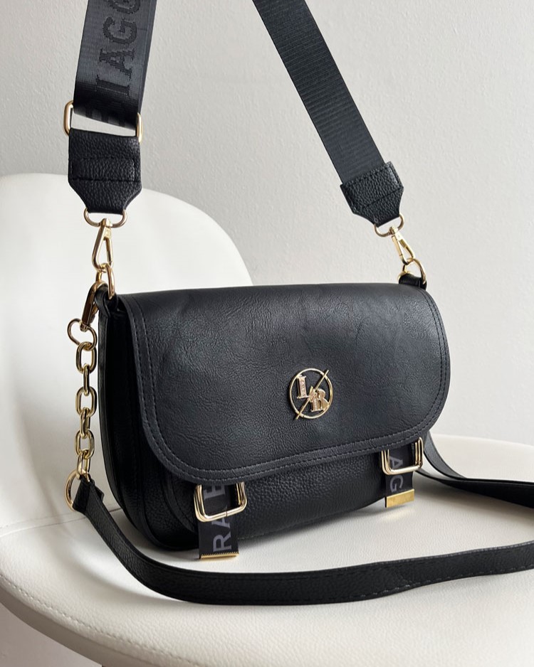 Čierna crossbody kabelka s dvoma ramienkami Laura Biaggi DX-F290-blackECO