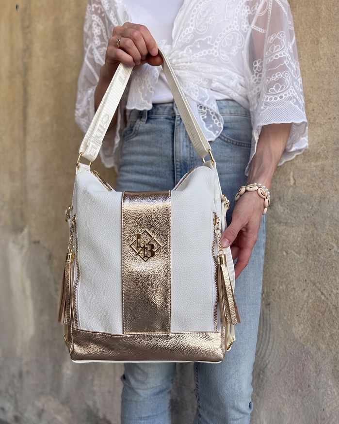 Dámska kabelka a batoh 2v1 Laura Biaggi biela