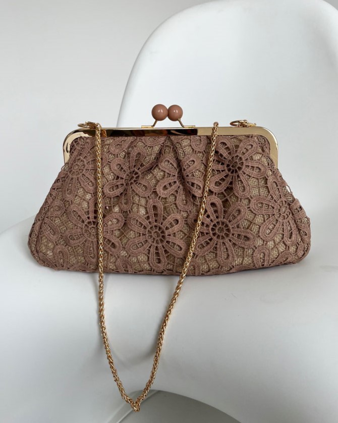 Čipkovaná dámska kabelka do ruky a crossbody na leto khaki