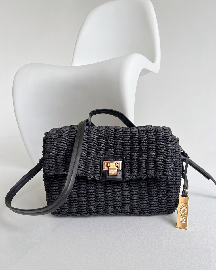 Dámska čierna pletená crossbody kabelka NÓBO