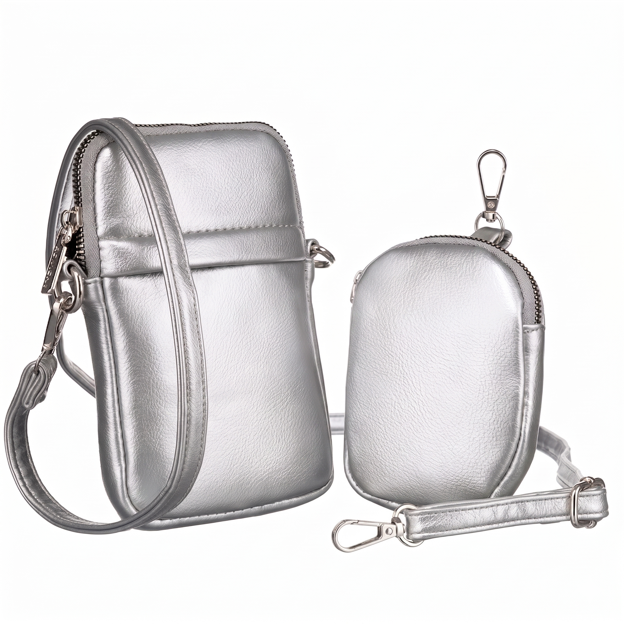 Strieborná crossbody a peňaženka v jednom