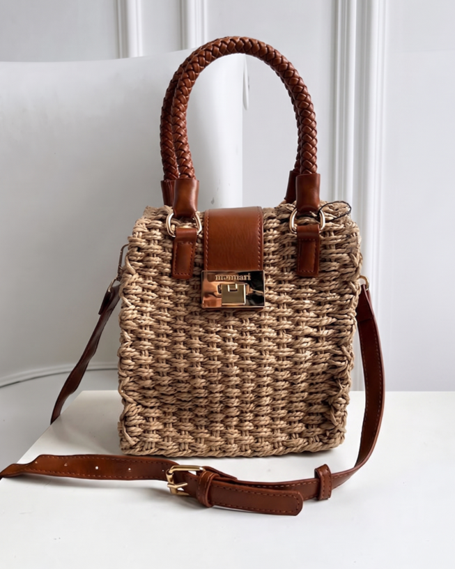 Slamená kabelka do ruky a crossbody MONNARI hnedá štýlová