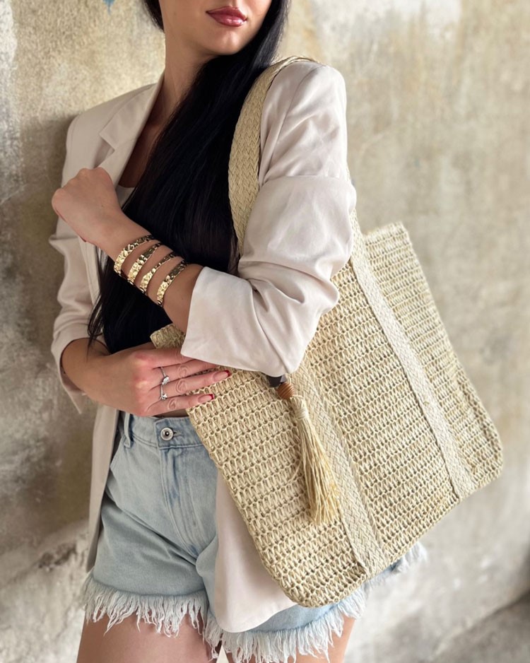 Béžová shopper kabelka na rameno