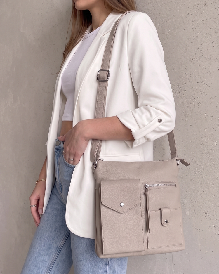 Praktická hnedá crossbody kabelka s priehradkami a vreckami