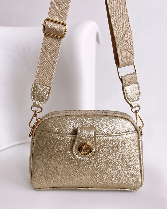 Mini crossbody kabelka s dvojitým vnútrom zlatá