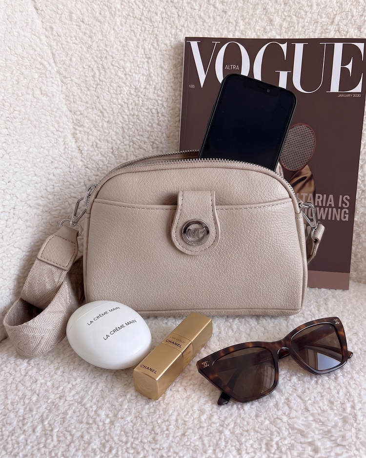 Mini crossbody kabelka s dvojitým vnútrom hnedá