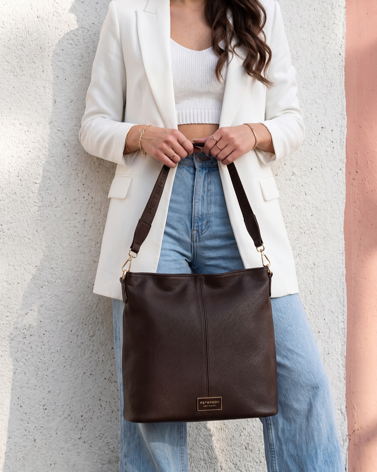 Veľká čokoládová crossbody s deleným vnútrom - elegantná a praktická