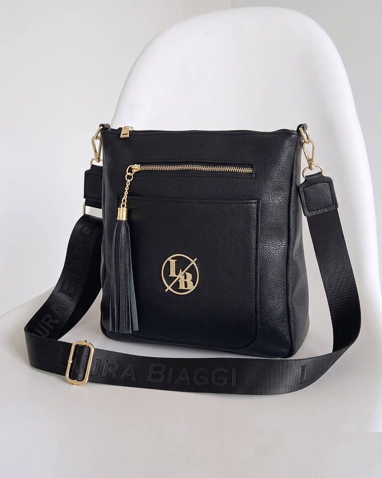 Čierna crossbody kabelka Laura Biaggi – veľká kabelka do mesta