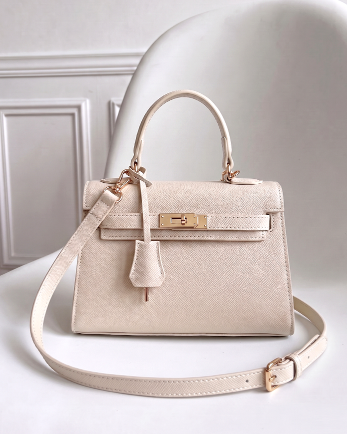 Elegantná crossbody a mini kabelka do ruky – krémová