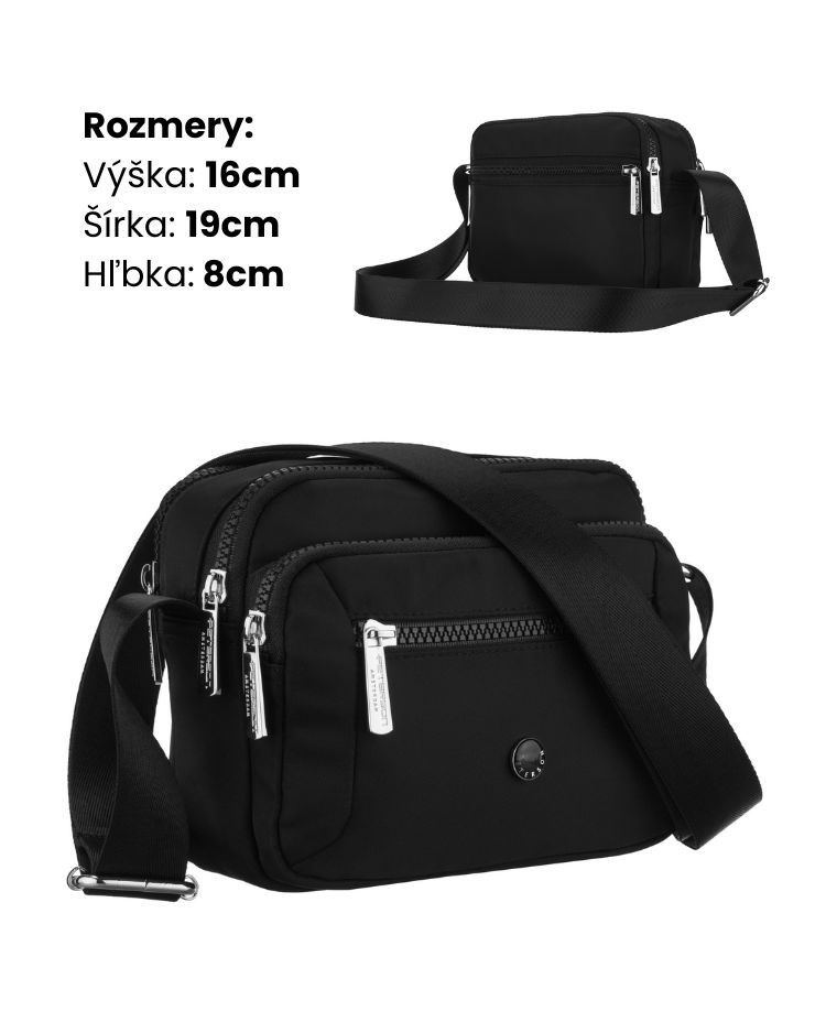 Nylonová crossbody – s 3 priehradkami, praktická na cestovanie