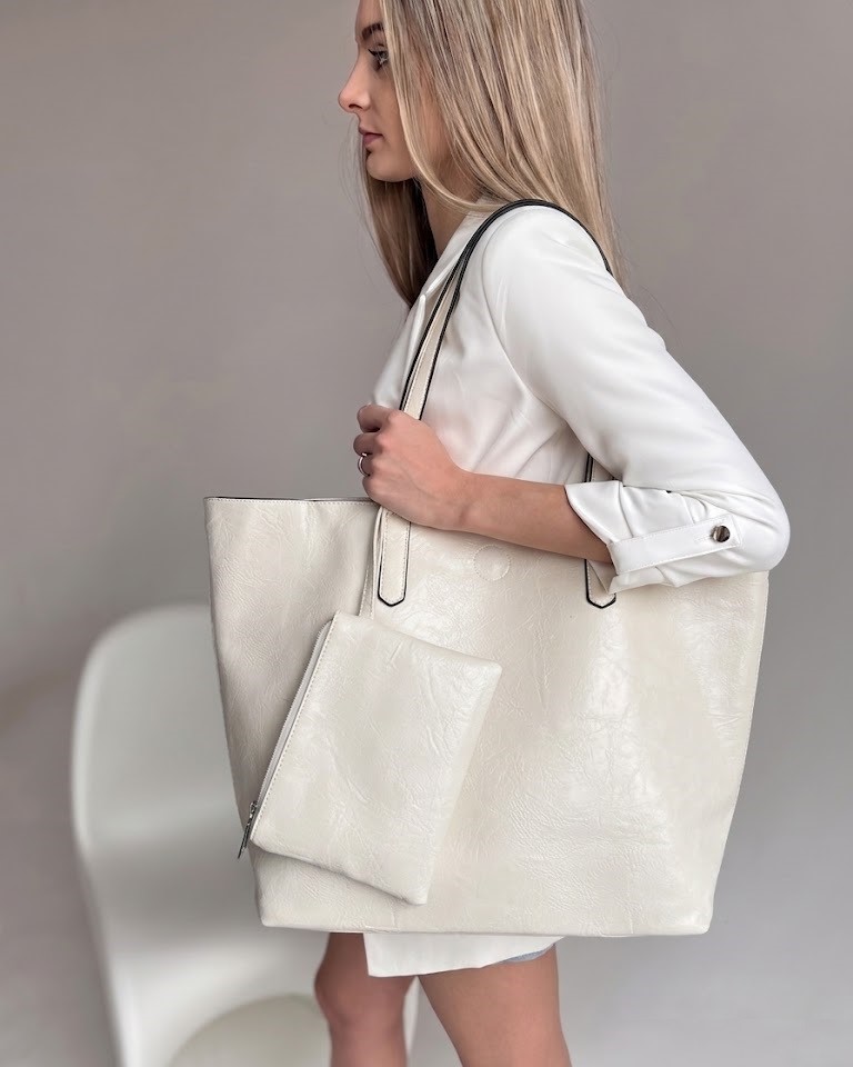 Béžová shopper kabelka na rameno 2v1