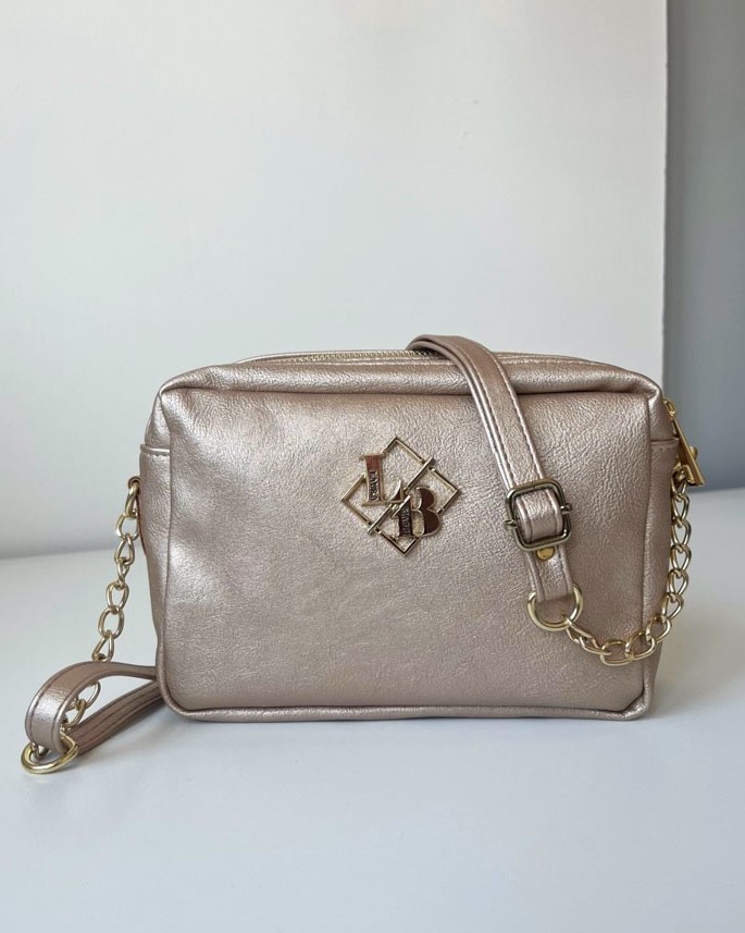 Zlatoružová crossbody Laura Biaggi s dvoma priehradkami na zips