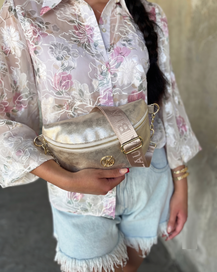 Zlatá dámska ľadvinka Laura Biaggi - elegantná crossbody