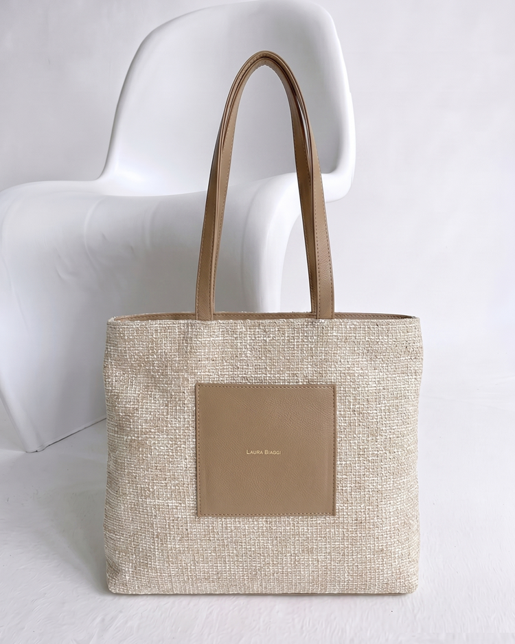 Shopper kabelka Laura Biaggi béžová | Elegantná kabelka na rameno